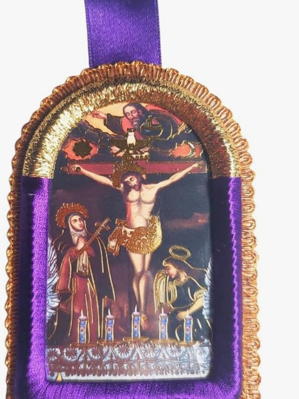 Purple and Gold Religious Wall Plaque - Decorative Home Accent